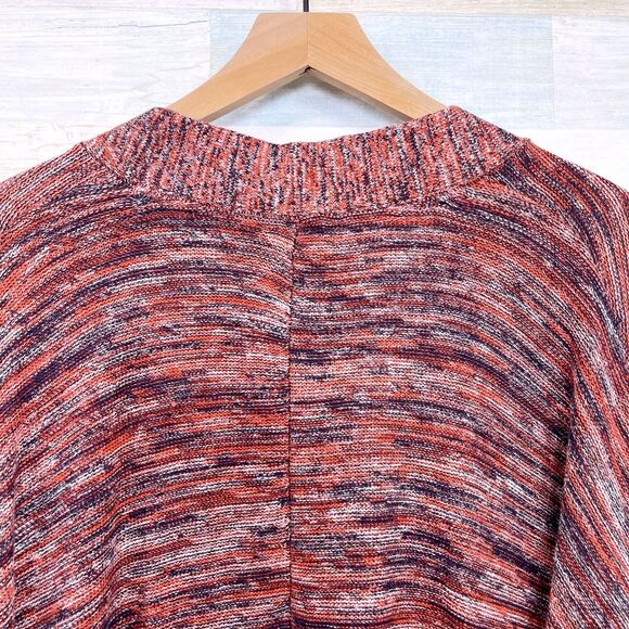 Pure J Jill Drapey Kimono Sleeve Sweater Orange Blue Womens Large Petite LP - Picture 5 of 7